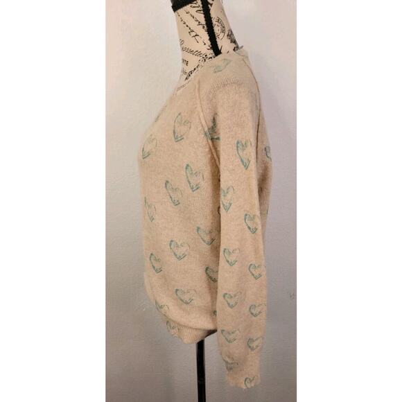 Dtlm Hearts Sweater Womens SZ Small 100% Cashmere Crewneck Relaxed - Picture 5 of 10